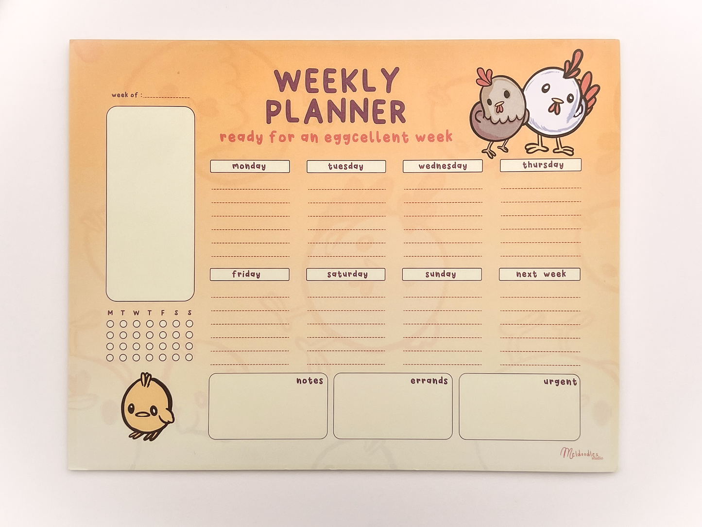 Chicken Weekly Planner Notepad – 8.5 x 11 Cute Desk Planner Pad