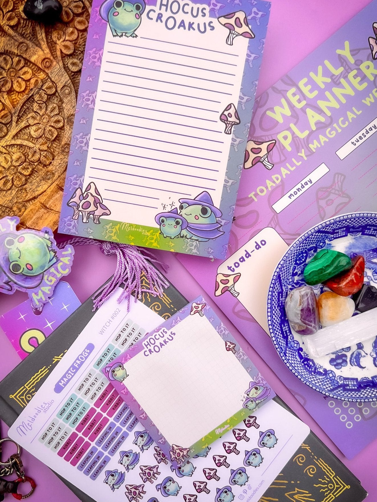 Frog Witch Stationery Gift Set – Hoakus Croakus Deluxe Planner & Sticker Bundle