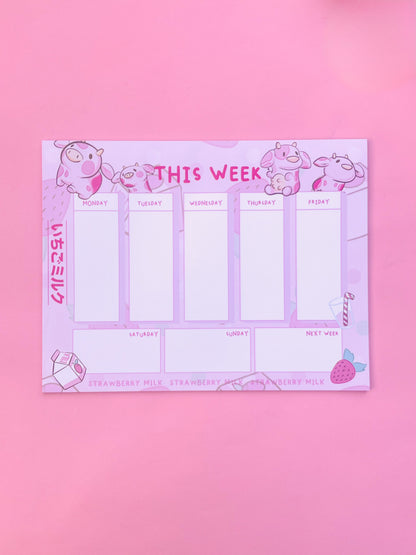 Strawberry Milk Cow Stationery Gift Set – Deluxe Planner & Sticker Bundle