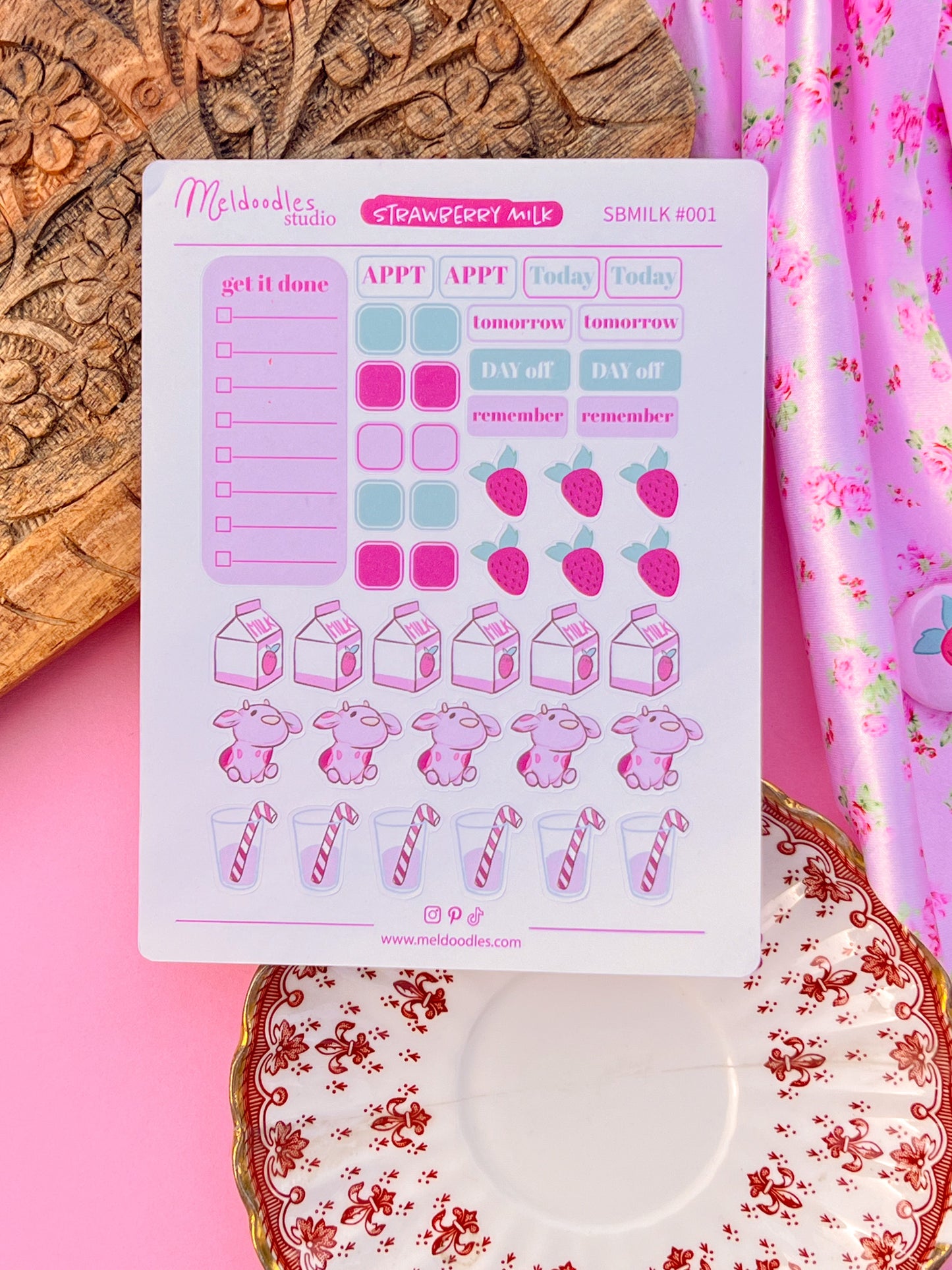 Strawberry Milk Cow Stationery Gift Set – Deluxe Planner & Sticker Bundle