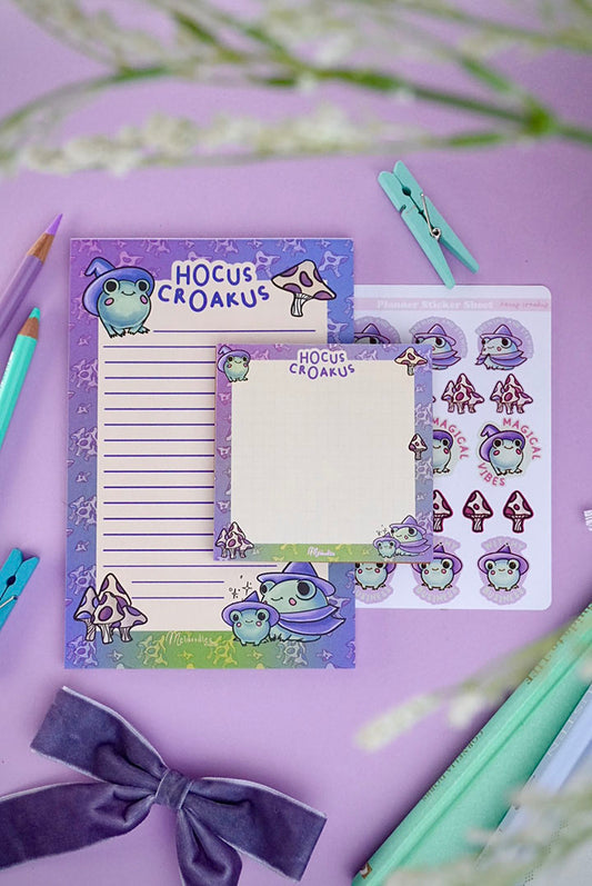 Hocus Croakus Frog Witch Stationery Gift Set - Mini Planner Bundle