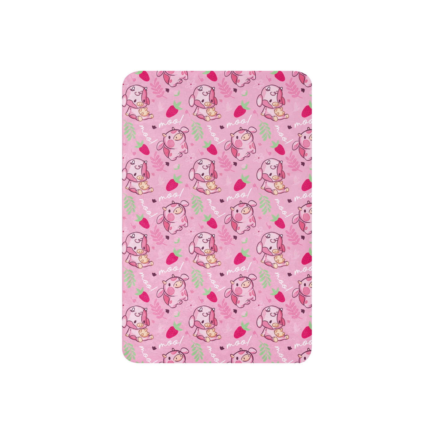 Strawberry MIlk Cow Sherpa blanket