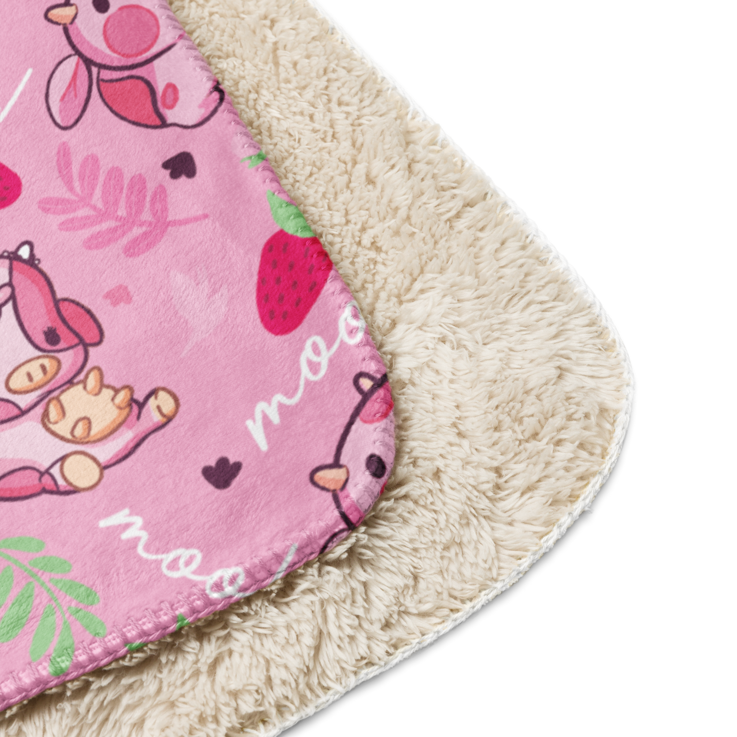 Strawberry MIlk Cow Sherpa blanket