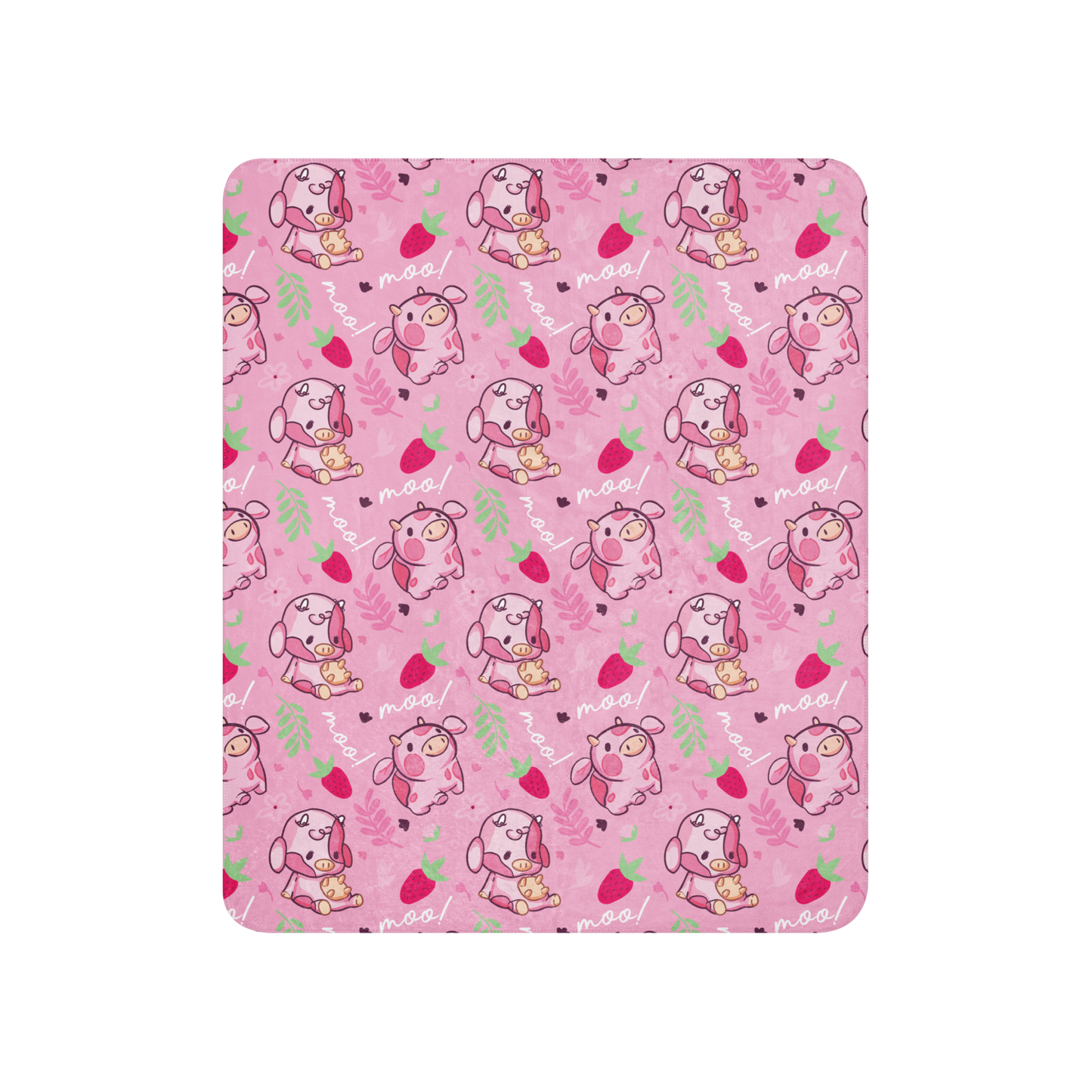 Strawberry MIlk Cow Sherpa blanket