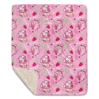 Strawberry MIlk Cow Sherpa blanket