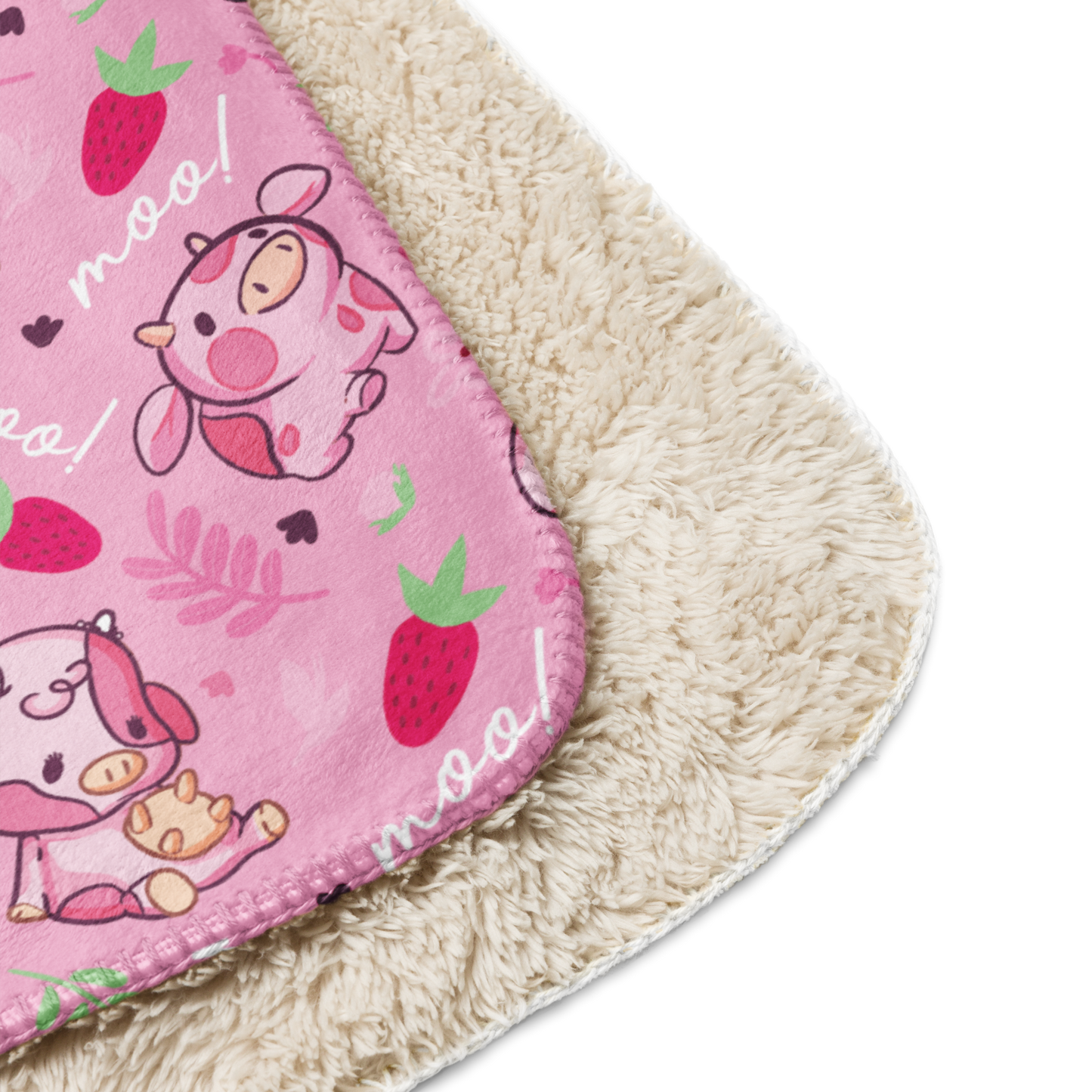 Strawberry MIlk Cow Sherpa blanket