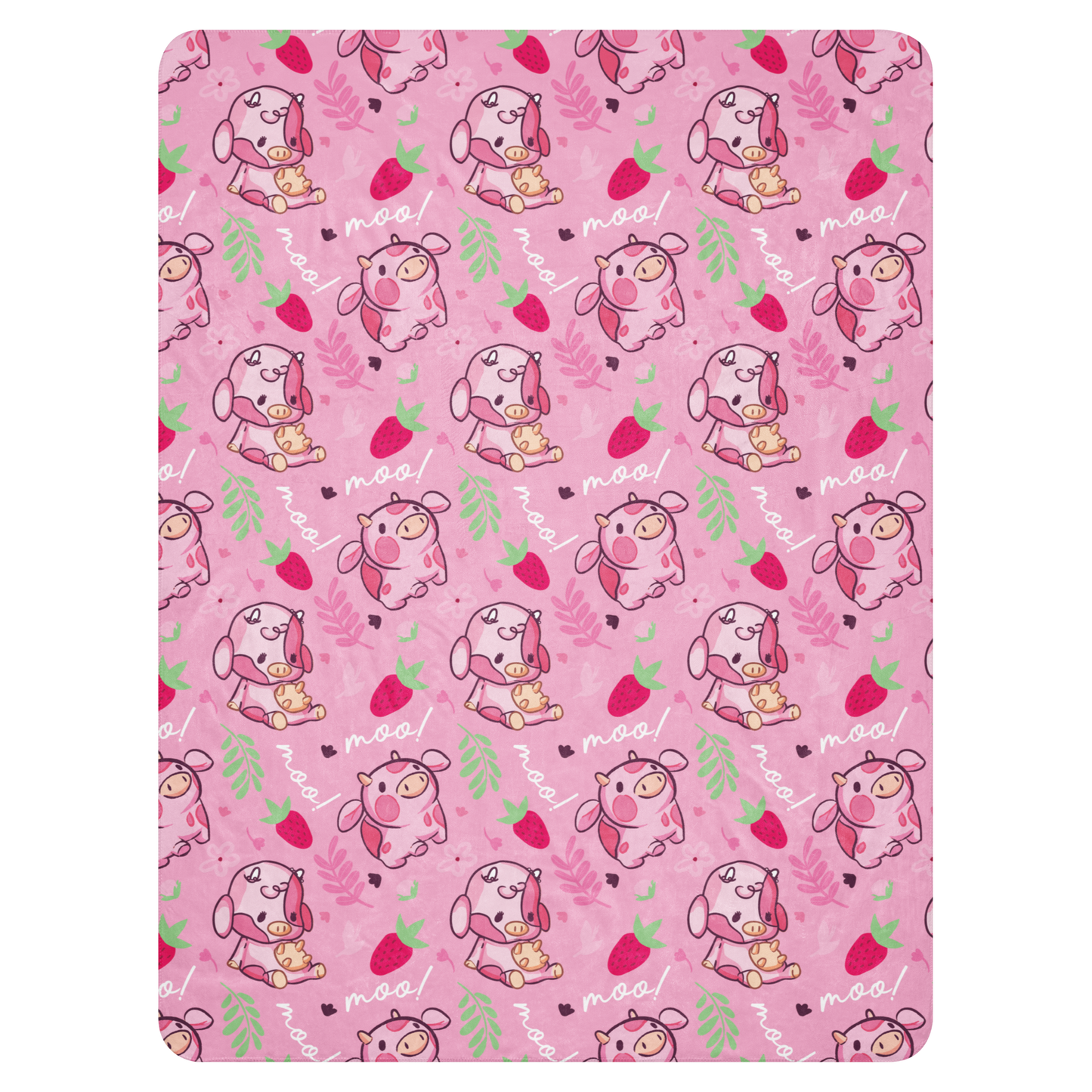 Strawberry MIlk Cow Sherpa blanket