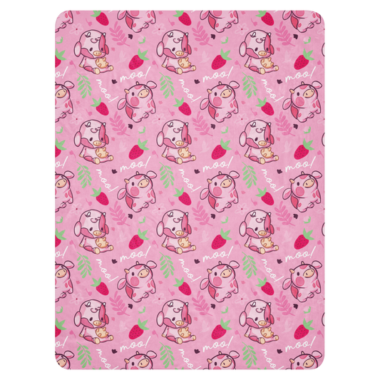 Strawberry MIlk Cow Sherpa blanket
