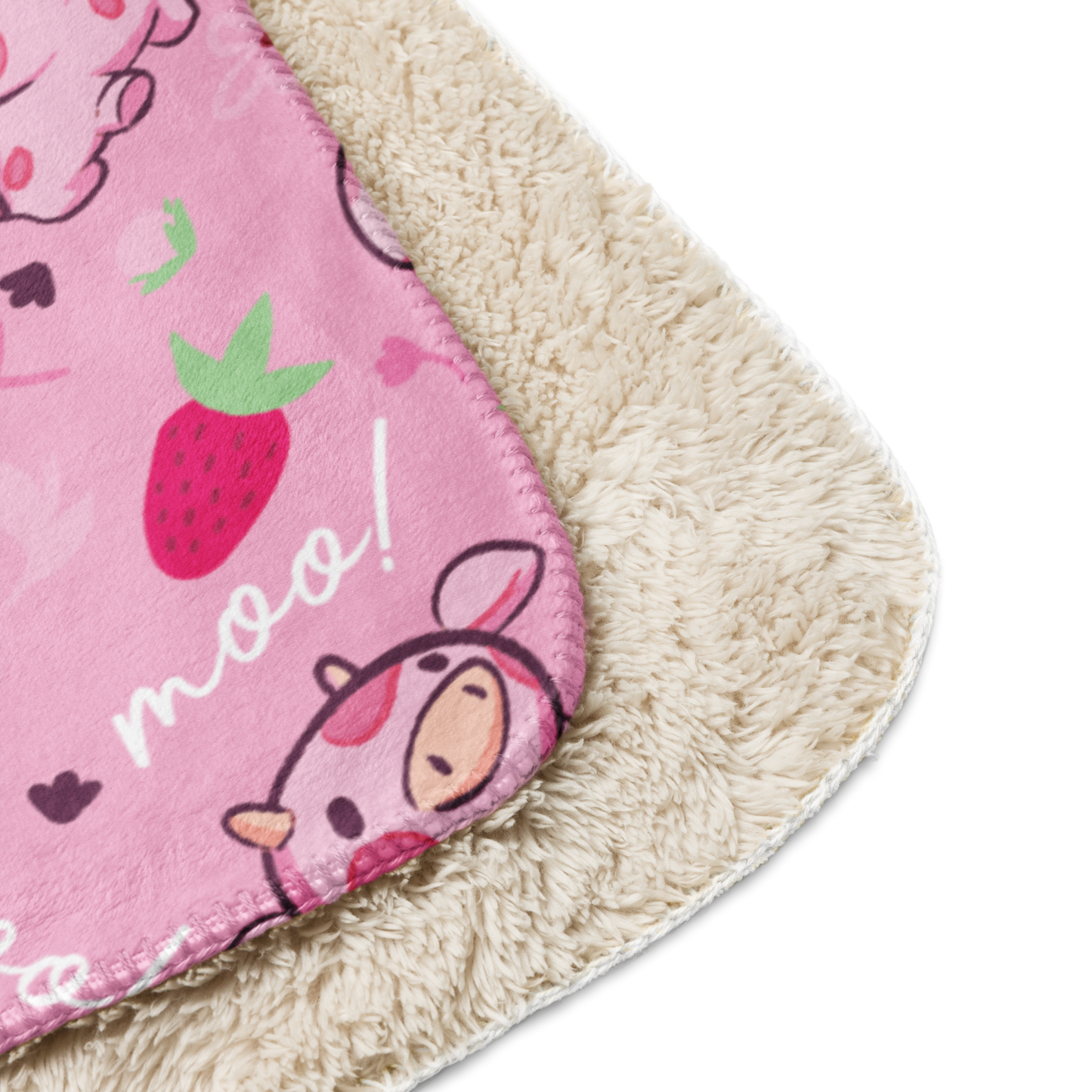 Strawberry MIlk Cow Sherpa blanket